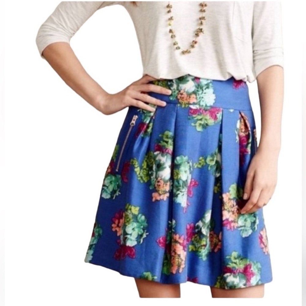 Maeve Anthropologie‎ Garden Days Silk Blend Skirt